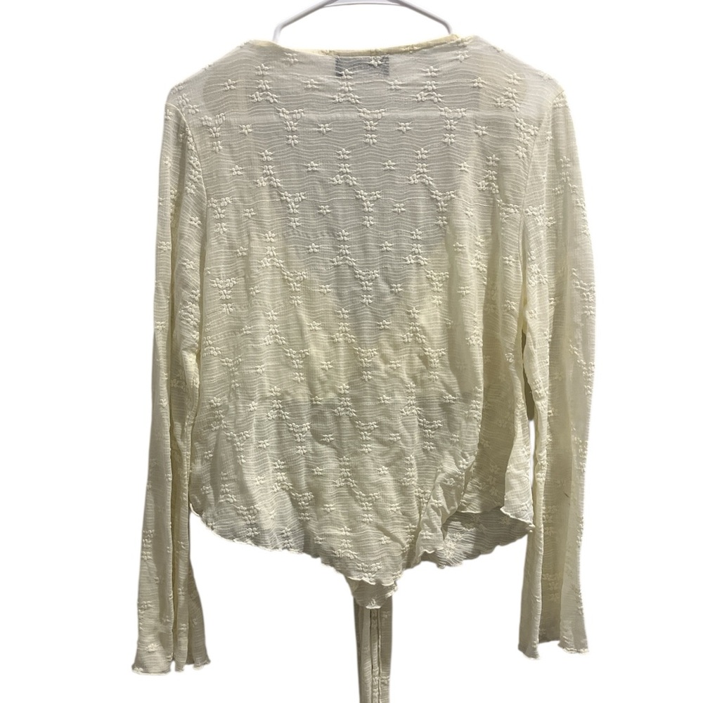 Cider Sheer Lace Tie-Front XLarge Longsleeve Top Bell Sleeves - Picture 6 of 9